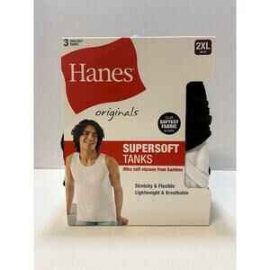 NEW Hanes Originals Men’s Super Soft Lightweight Tagless Tanks 3 Pack 2XL 50-52”